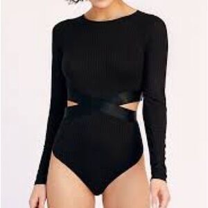 Free People Intimately Maybe Bodysuit Black Size S